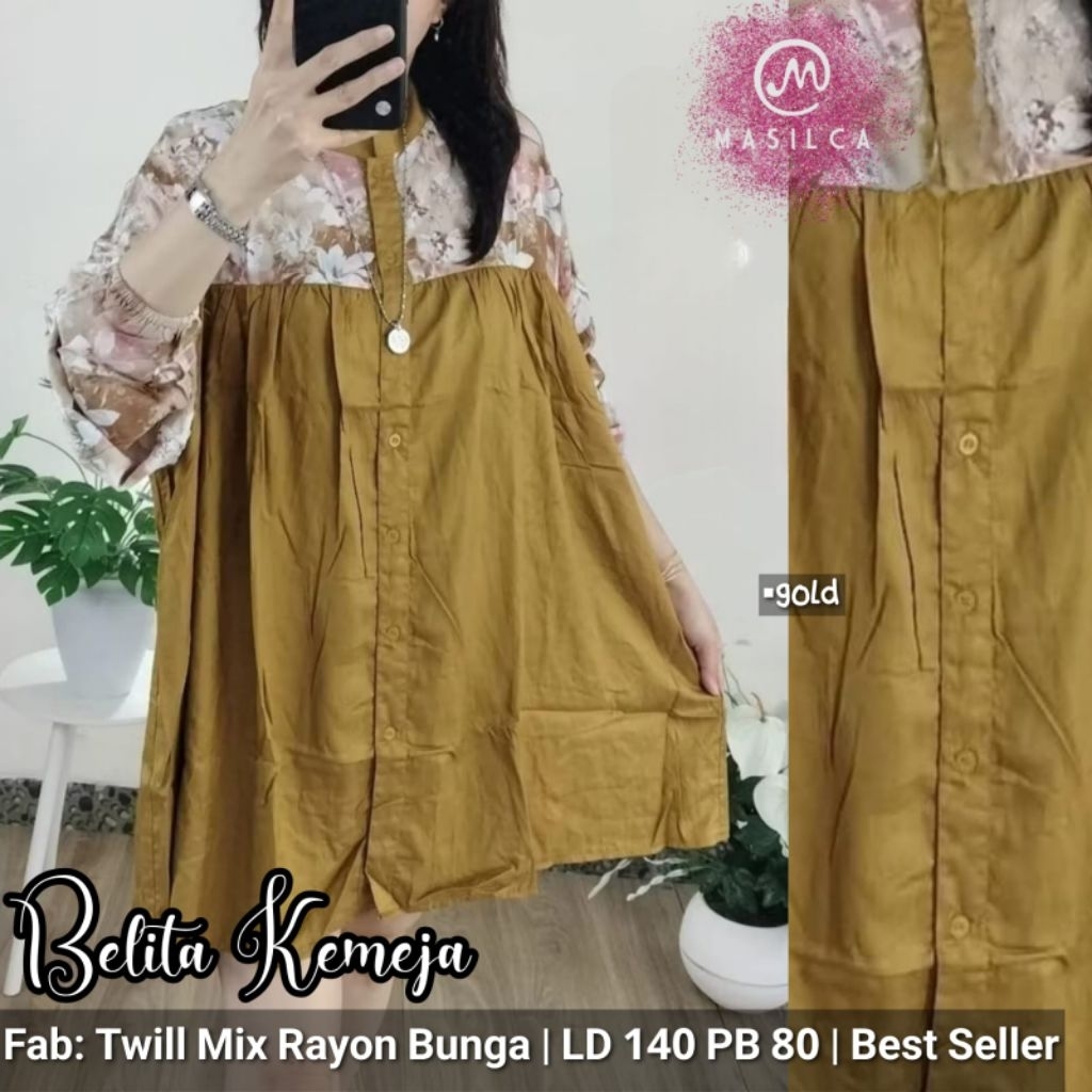 BELITA KEMEJA/BLOUSE SUPER JUMBO MOTIF BUNGA LD 140
