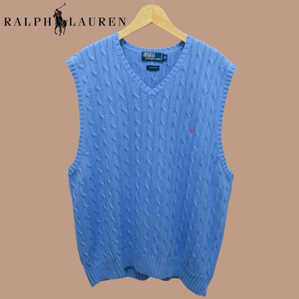 Polo Ralph Lauren Blue Cable Cotton Vest