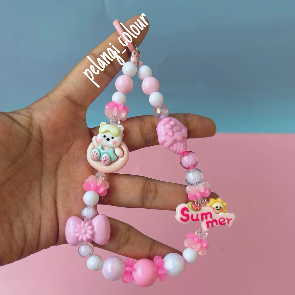 Gantungan Handphone motif beruang putih / Strap hp beruang putih