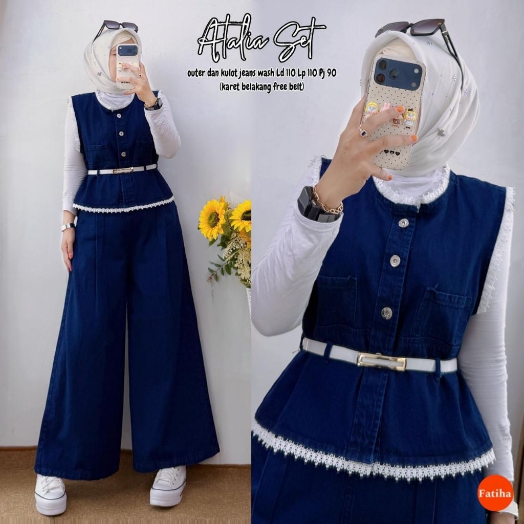 GEMPITA // VIKA SET // SETELAN BLOUSE CELANA KULOT JEANS // ORI FATIHA