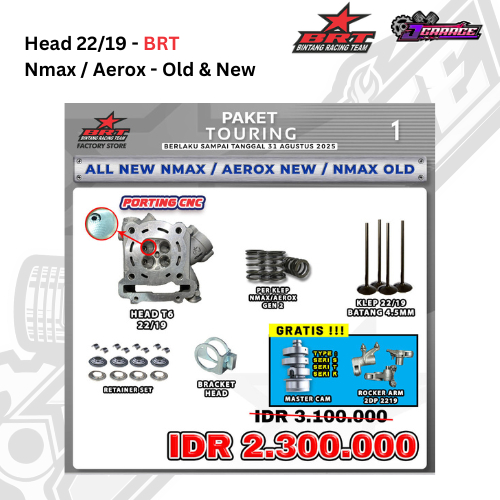 Cylinder Head 22/19 Porting CNC + Noken As - BRT - Nmax Old - Nmax New - Aerox Old - Aerox New