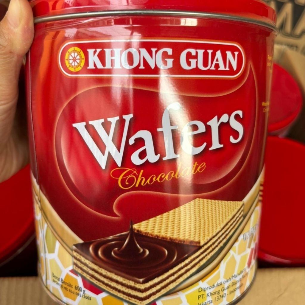 WAFER COKLAT KHONG GUAN KALENG 600 GRAM /distributor agen makanan kaleng kue lebaran sembako termura