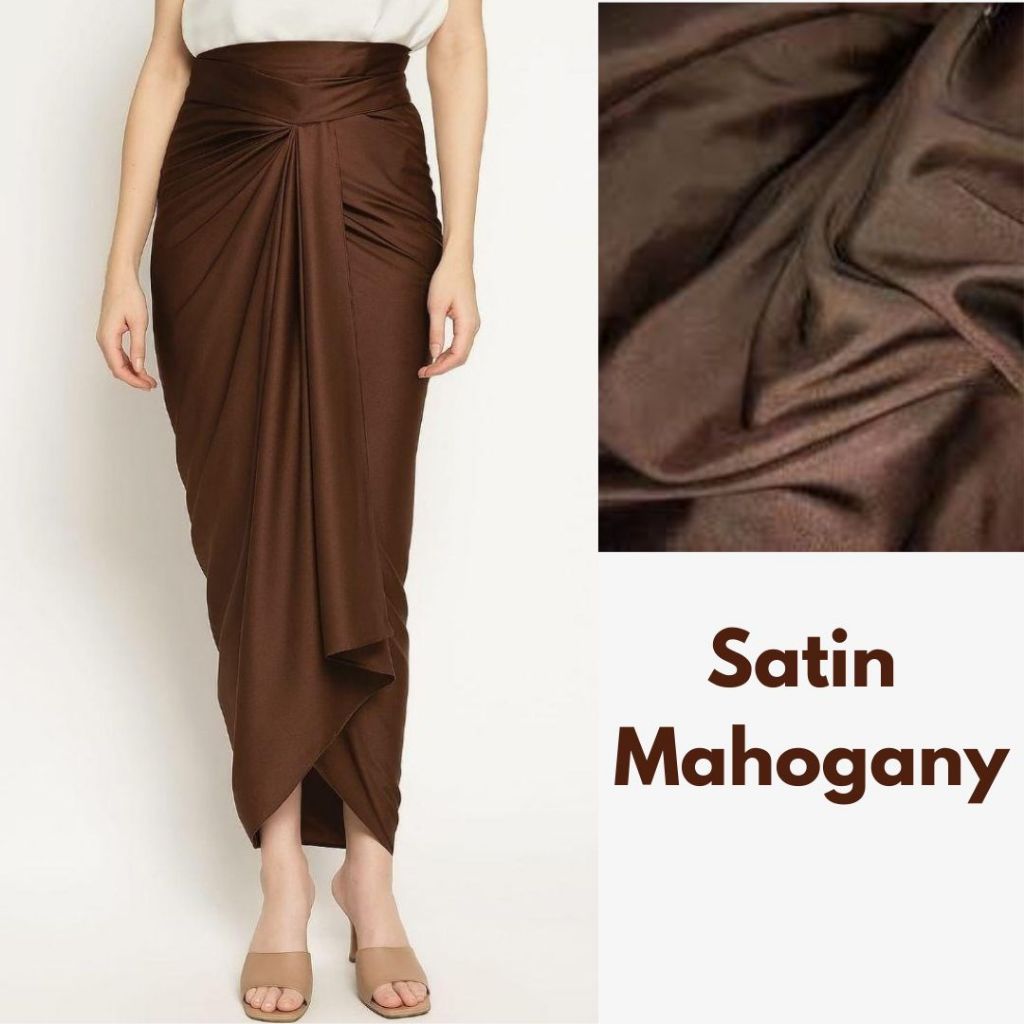 Rok Lilit Satin Mahogany / Kain Lilit Satin Premium Coklat Mahogany