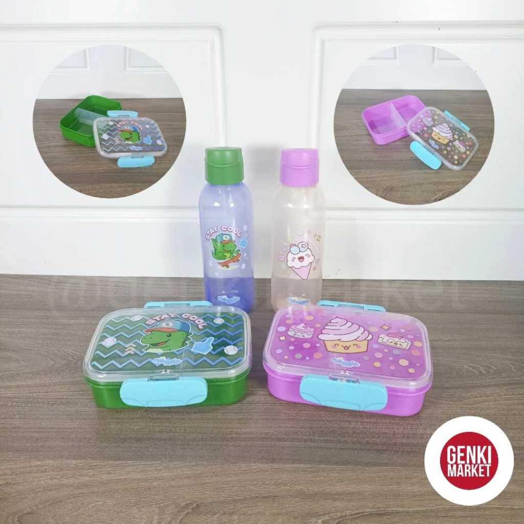 Lunch Box Set Anak Rantang Makan Tempat Makan Botol Minum Technoplat Wiggle Genki Market