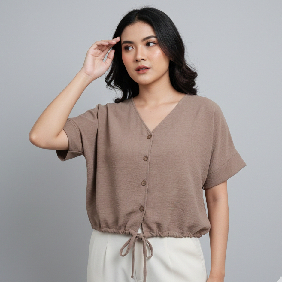 ATASAN BLOUSE CRINKLE PENDEK WANITA / BLOUSE OVERSIZE POLOS WANITA