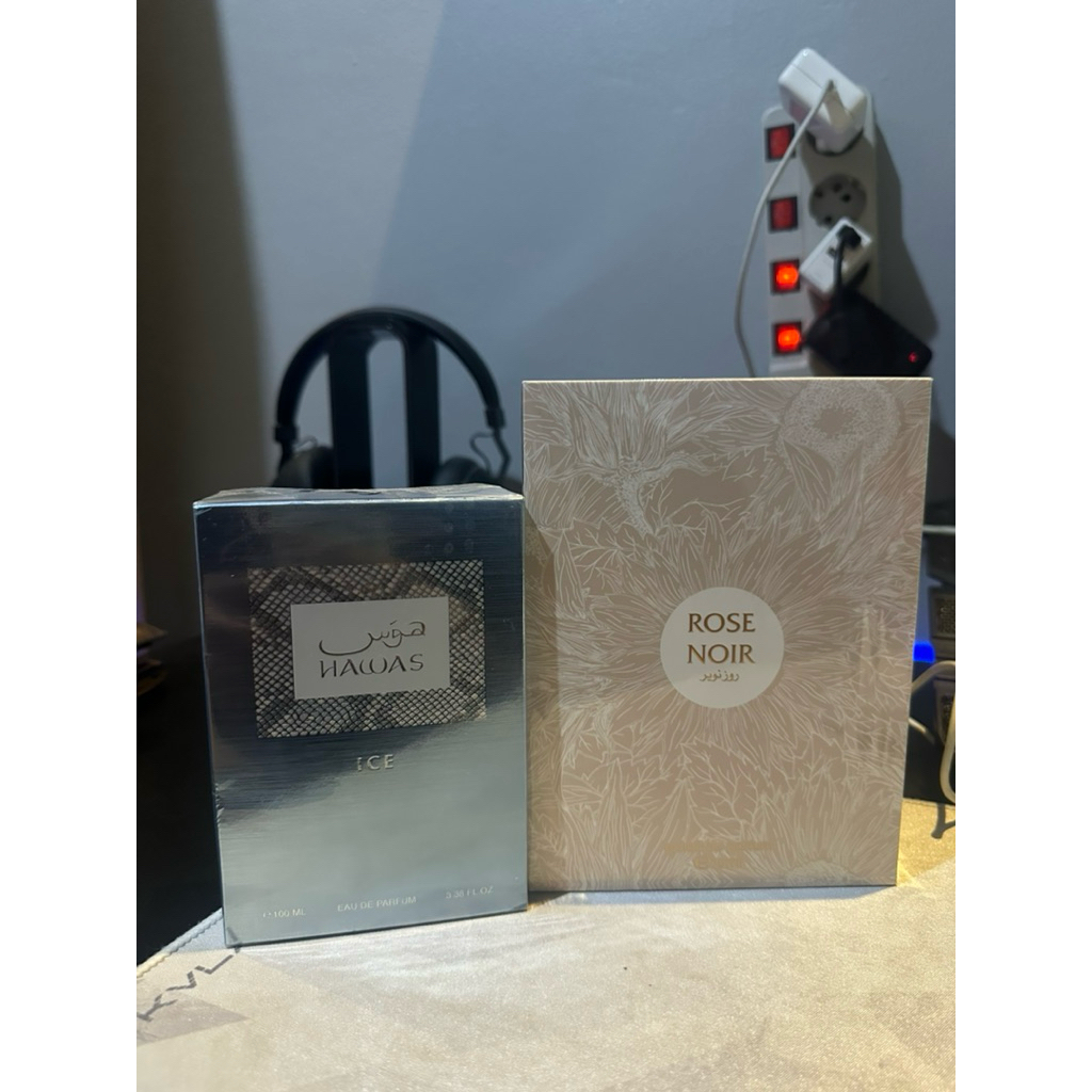 Paket Rasasi Hawas Ice + Rose Noir Ahmed Al Maghribi BNIB Original