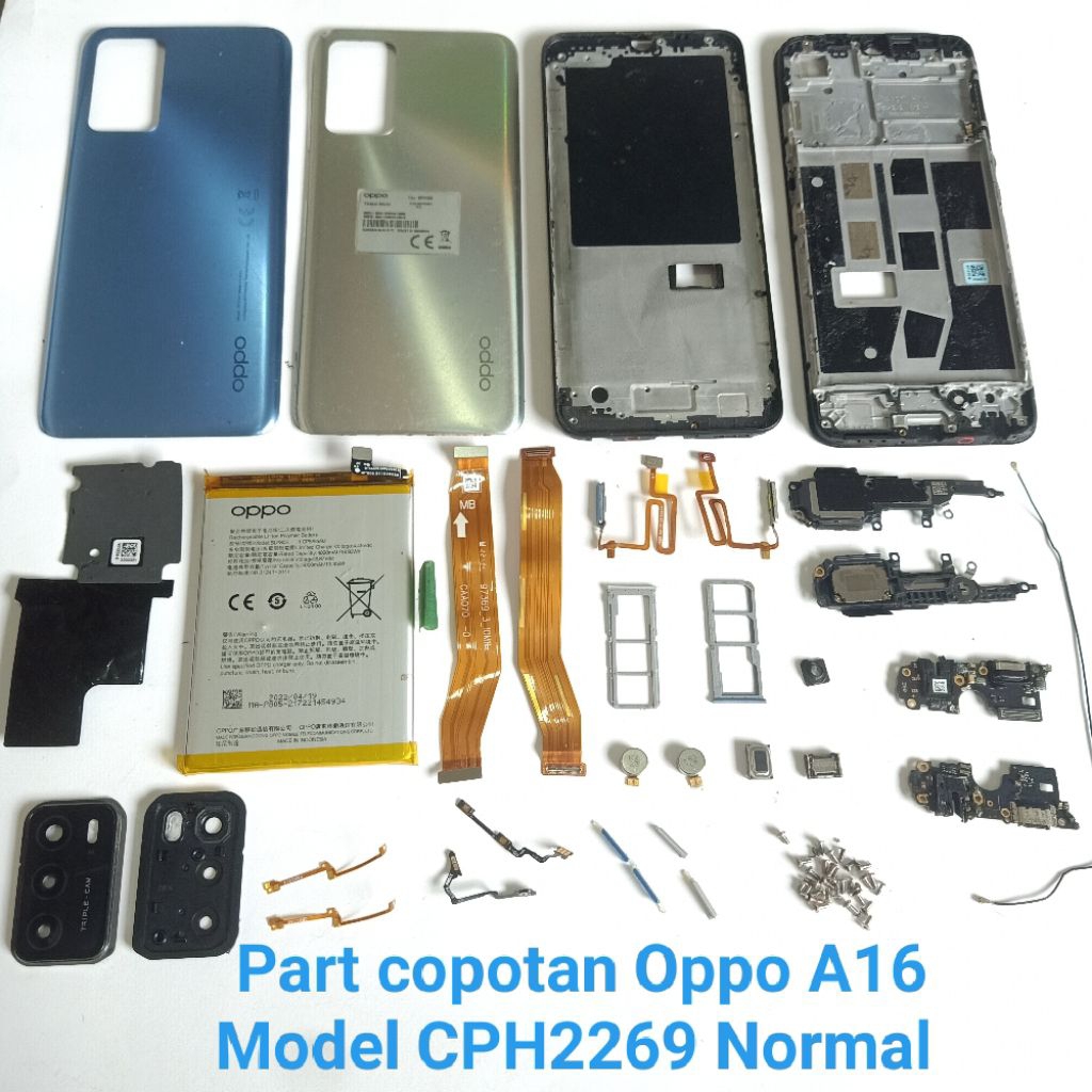 Sparepart Copotan Oppo A16 Cph2269 Second Original normal  Kamera  flex UI board  frame  fingerprint