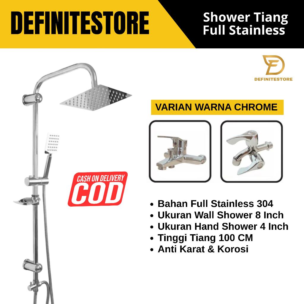 Shower Tiang Set Kamar Mandi Tiang Stainless SUS 304 Untuk Air Dingin & Panas Dingin Fullset Shower 