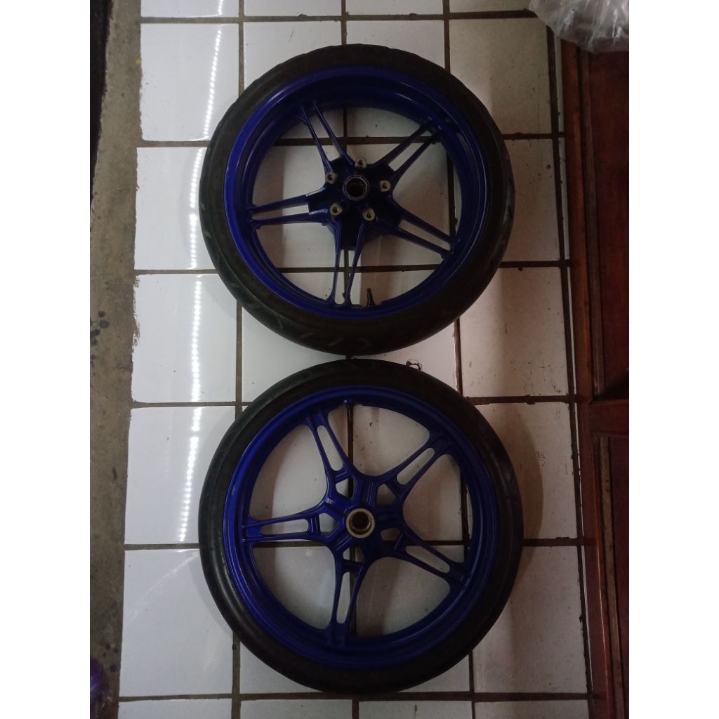 VELG RACING DEPAN BELAKANG YAMAHA VIXION NEW ORIGINAL COPOTAN WARNA BIRU