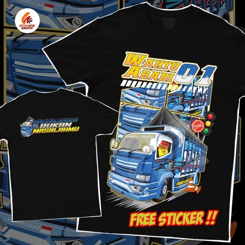 BAJU KAOS TRUCK WAHYU ABADI MANIA INDONESIA KAOS TRUK DEWASA COTTON COMBED 24S PREMIUM
