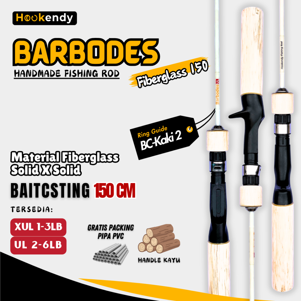 Joran Barbodes Fiberglass Baitcasting Putih