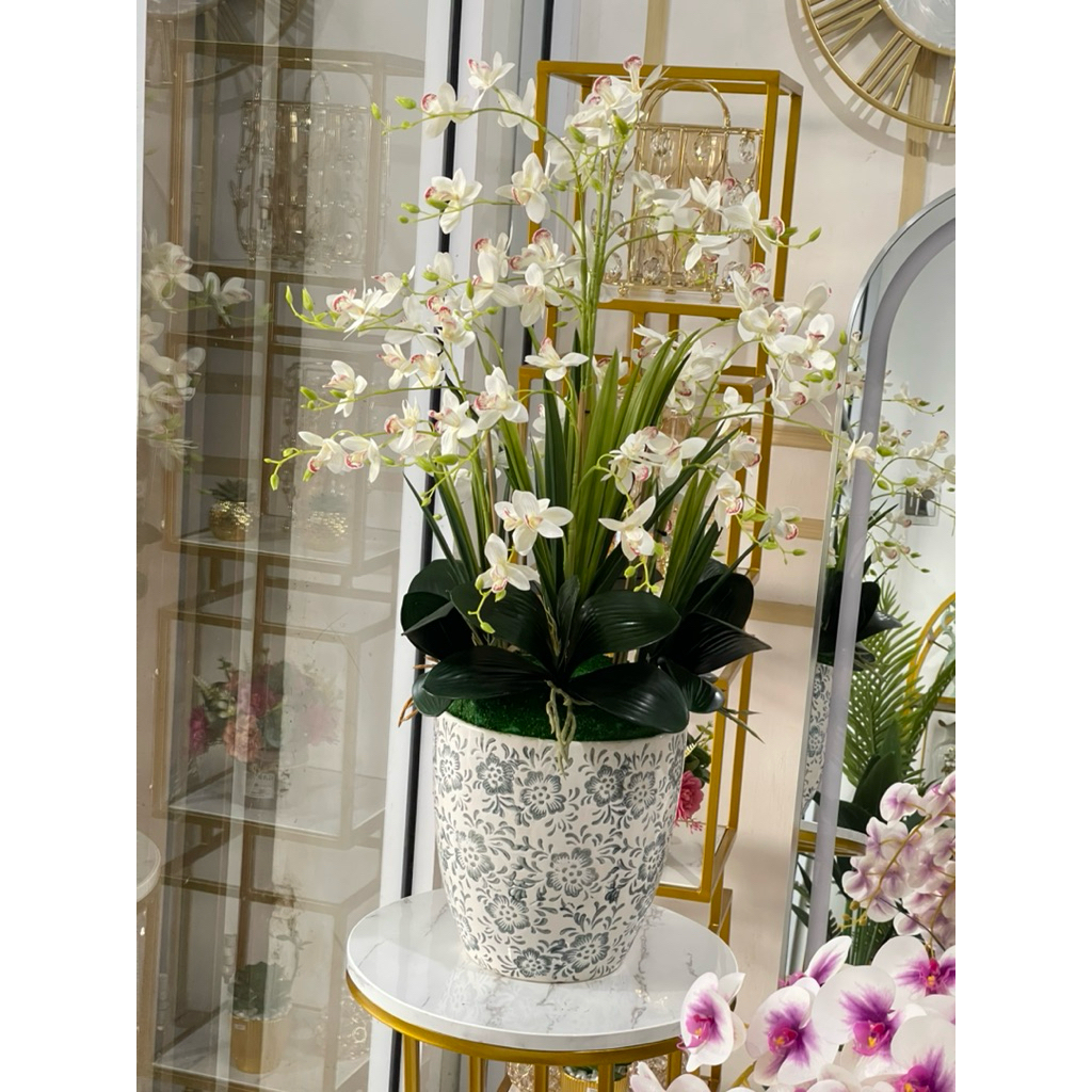 anggrek latex cymbidium dengan vas keramik