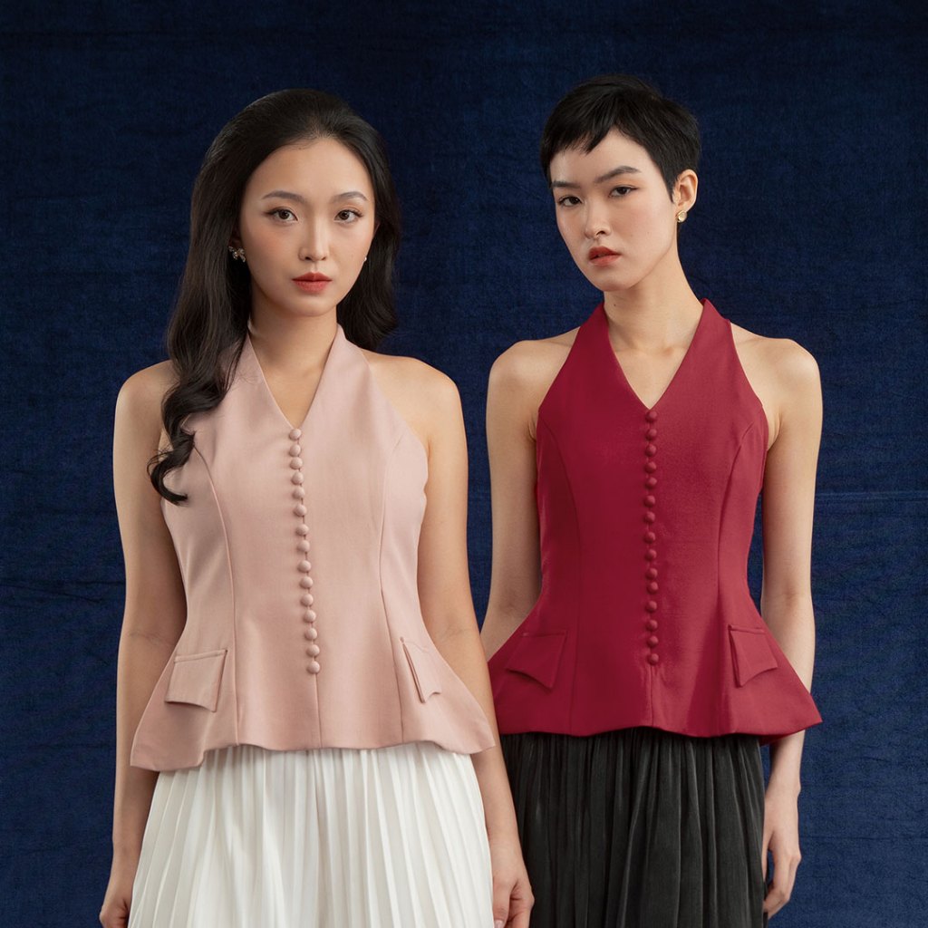 Chocochips - Bertine Top / Atasan Wanita Tanpa Lengan / Blouse Tanpa Lengan / Blouse V-Neck