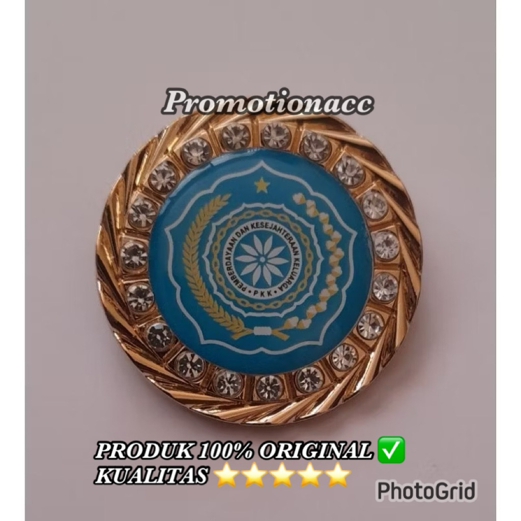Bross Bunga/Bulat Mutiara Logo PKK Pin Bros Bross PKK Mutiara Bunga Bulat Logam Gold 100% ORIGINAL P