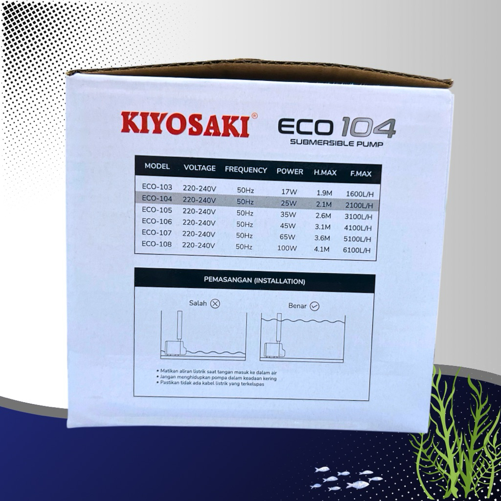 KIYOSAKI ECO 104 POMPA KOLAM AQUARIUM SUBMERSIBLE PUMP