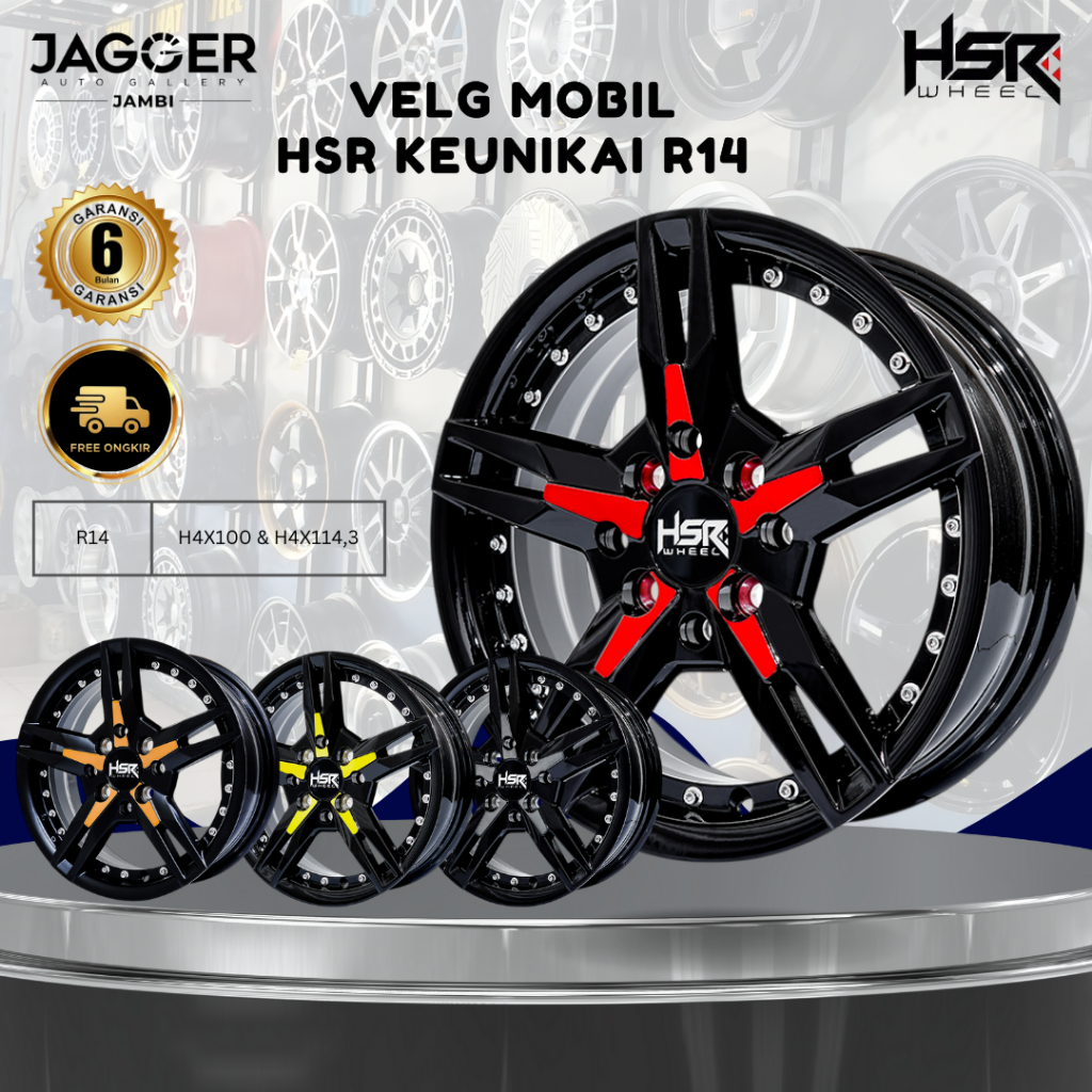 velg hsr keunikai ring 14 lebar 5.5 pcd 4x100 4x114,3 et36 warna oil slick rbmf cocok avanza xenia c