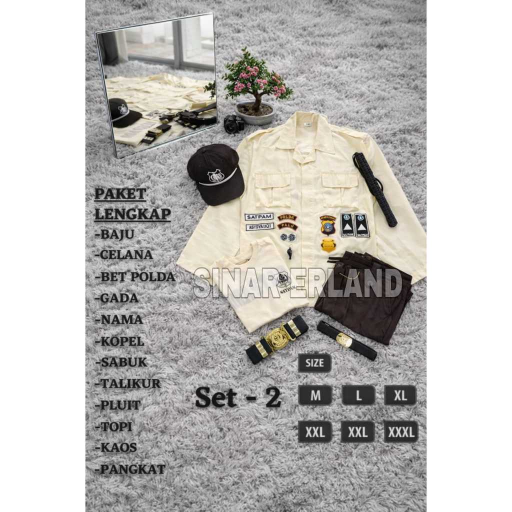 PAIN STORE Baju seragam security satpam PDL cream JUMBO lengan panjang resleting premium terbaru - N