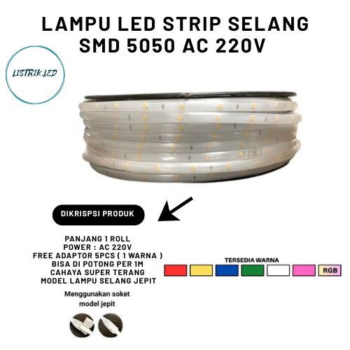 LAMPU LED STRIP SELANG SMD 5050 220V 100M ( 1 ROLL ) FREE ADAPTOR   / LAMPU PLAFON CEILING DRIP CEIL