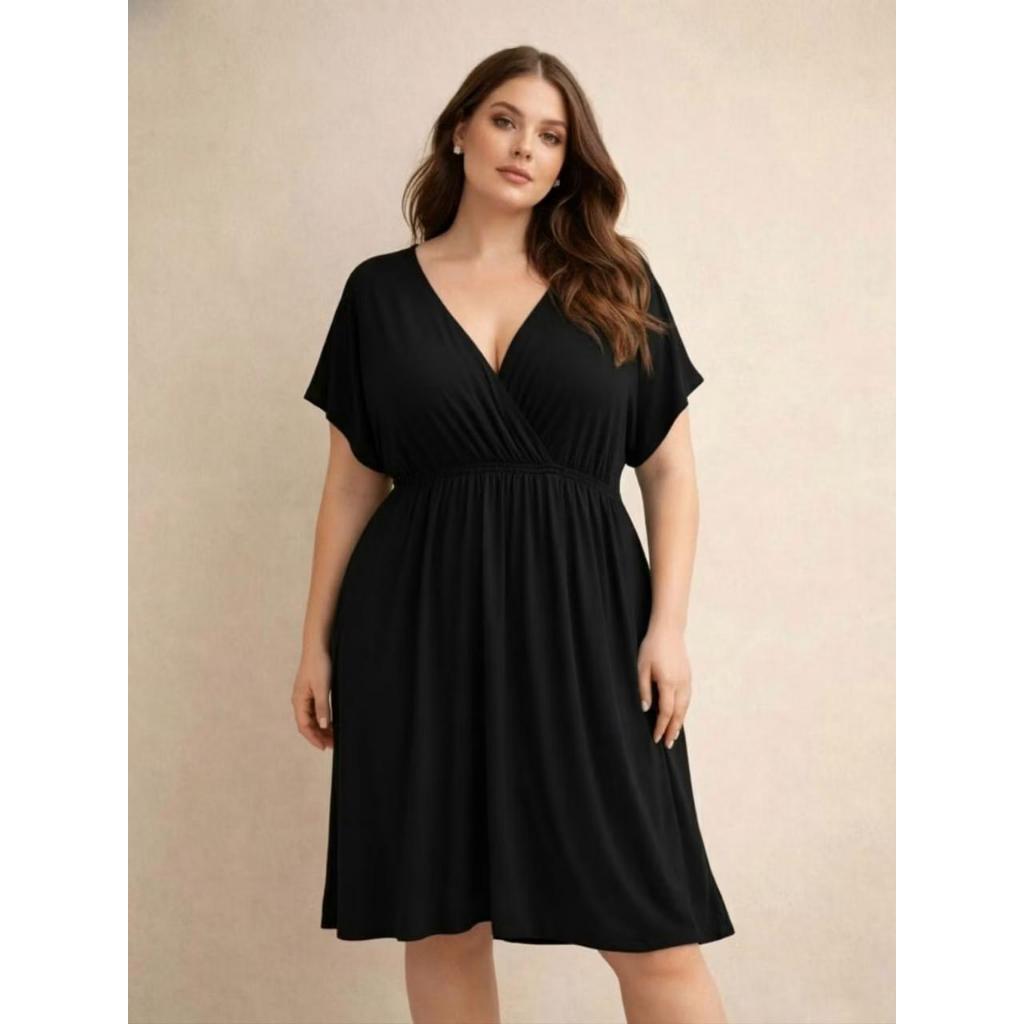 DRESS BIG SIZE AMAZON ESSENTIALS WOMEN WAISTED MINI DRESS (L130-150)