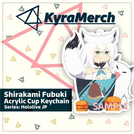 Kyra Merch -Gantungan Kunci Keychain Teacup Hololive Shirakami Fubuki