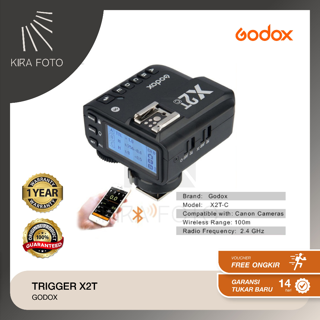 Trigger Godox X2T, Transmittera Godox X2T for Canon, Sony, Nikon, Fuji