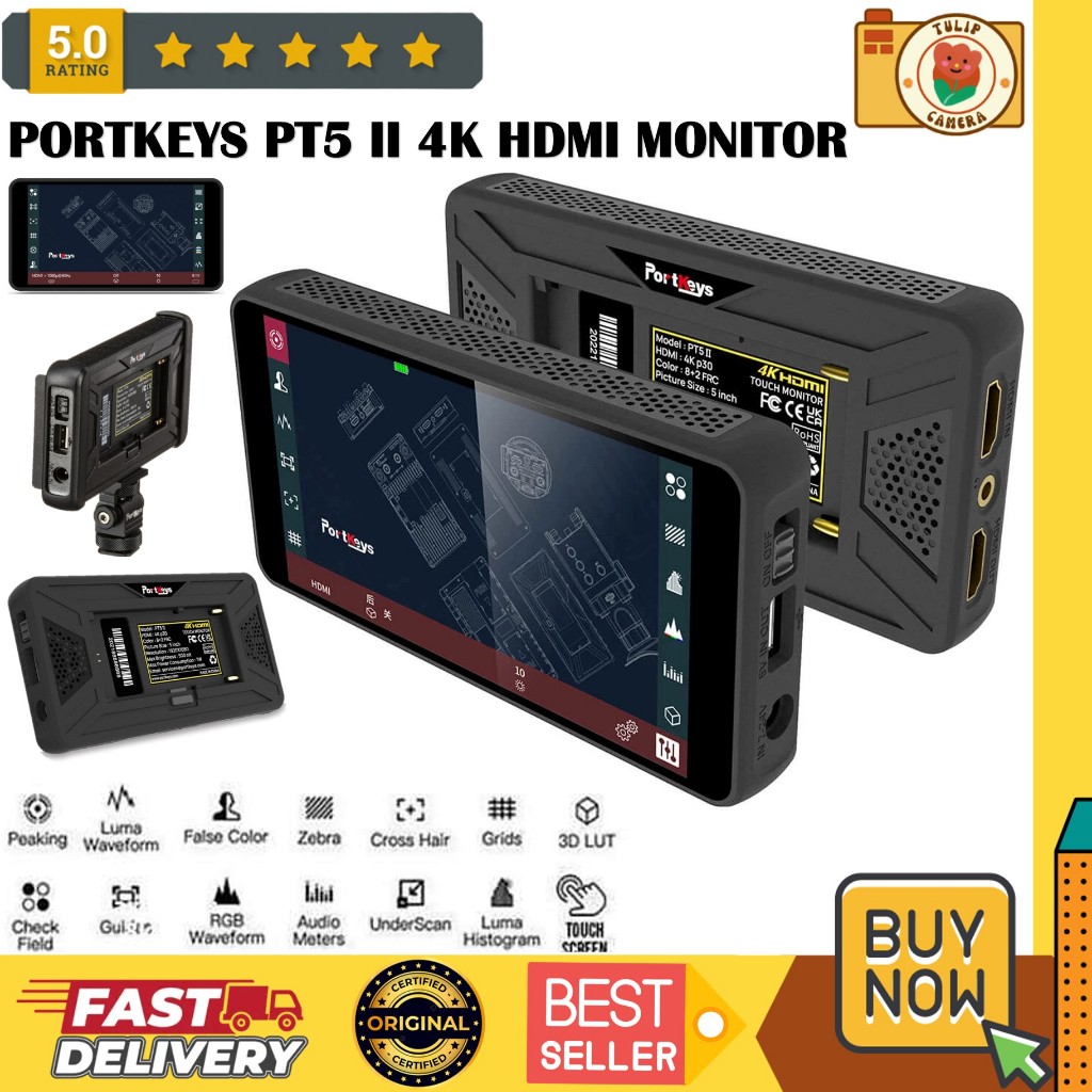 PORTKEYS PT5 II 5" 4K Touchscreen Monitor with 3D LUT Support