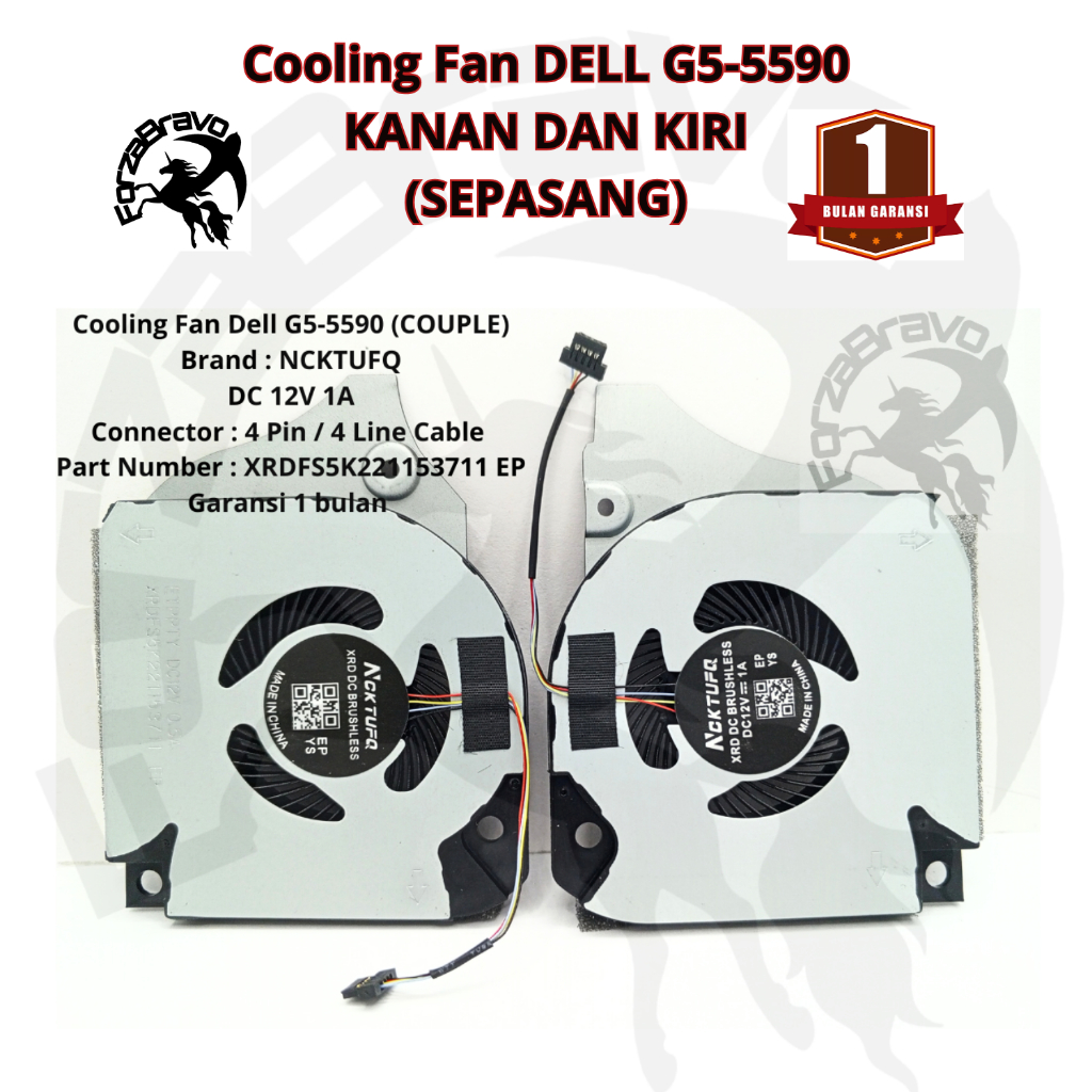 Cooling Fan Laptop Dell G5-5590 G7 7790 7590 063NYM COUPLE 4 Pin Garansi 1 Bulan DC 12V 1A Connector