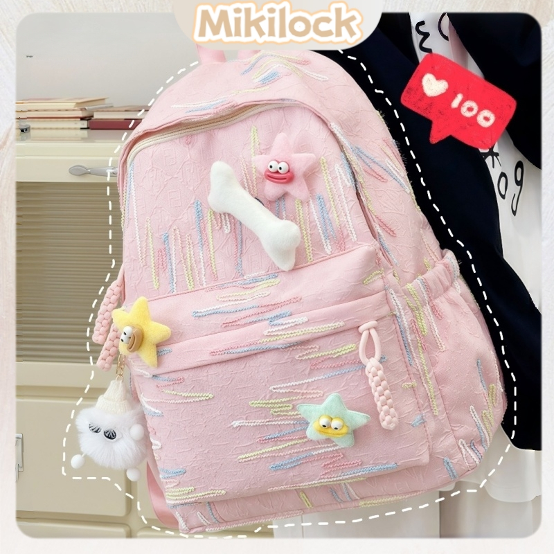 Tas Sekolah Pink Tas Sekolah Ins Lucu Tas Sekolah SMA Korean Style Tas Sekolah Wanita Korea Siswa Fa