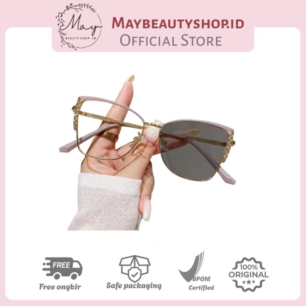 Kacamata Lensa Photocromic Wanita | Kacamata Bingkai Titanium Mutiara Cat Eye