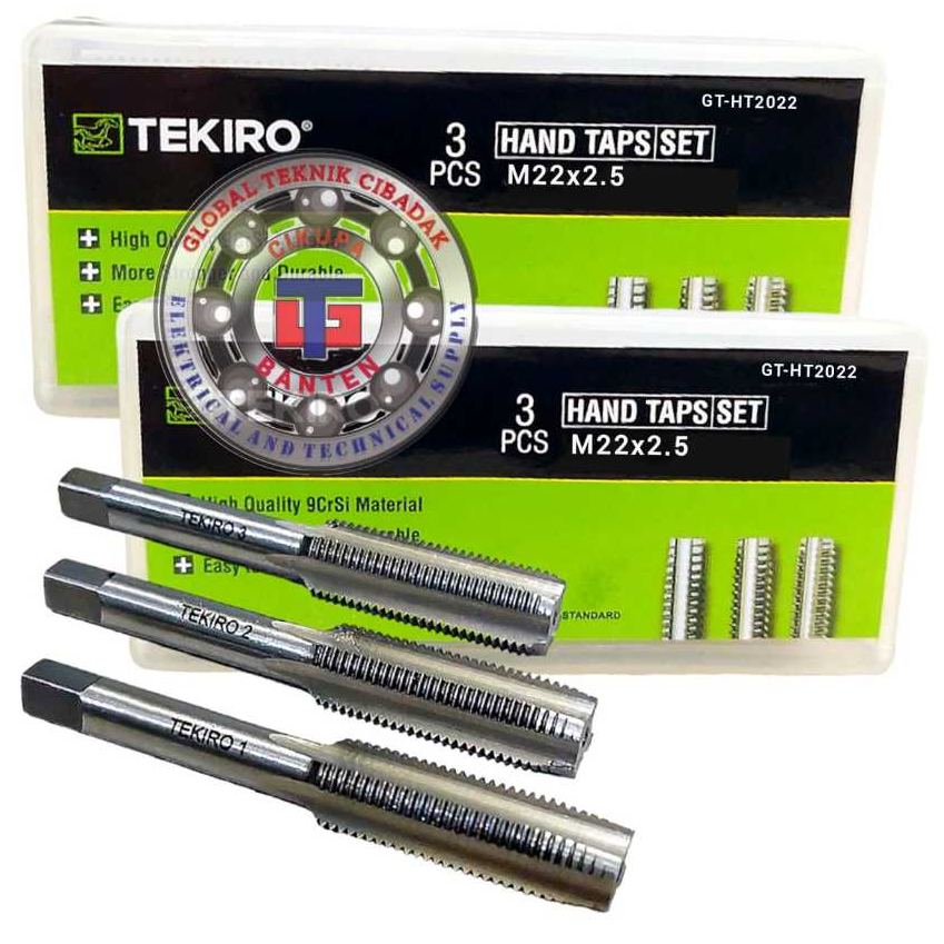 Hand Tap Set M22 X 2.5 mm 3 Pcs Tekiro - 1 Set Hand Tap M22x2.5 mm Tekiro