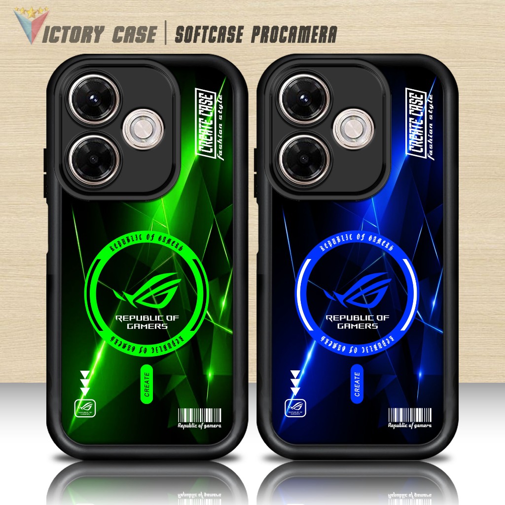 Softcase Glass kaca untuk REDMI 13X ROG5 Casing Handphone Case Procamera