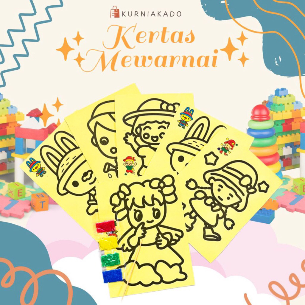 Kertas mewarnai per pcs melukis pasir ukuran kecil mainan mewarnai pasir pasiran edukasi anak kertas