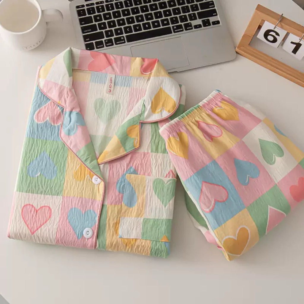 A44 - Piyama Wanita -  Sleepwear - Baju Tidur Premium - Piyama Lengan Pendek - Baju Tidur Lucu