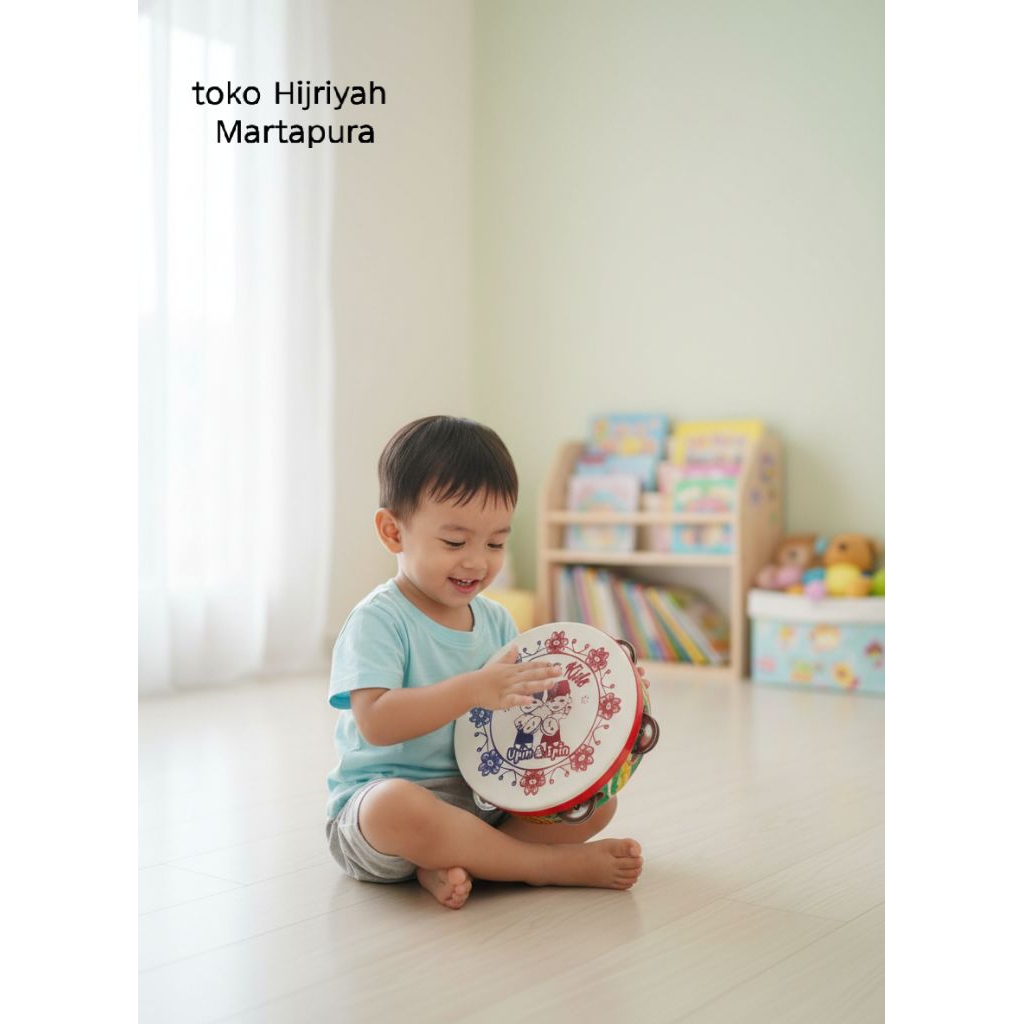 Rebana Anak Motif Upin Ipin Ukuran Besar dan Kecil