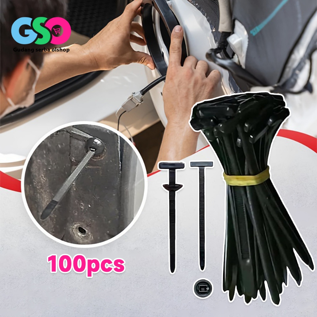 100Buah Gesper Pengikat Kabel Tali Ikat Nylon Pengikat Kabel Mobil Motor Universal Dengan Pin