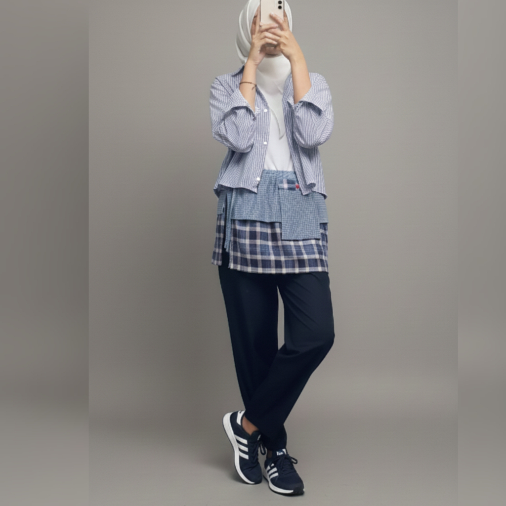 COVER SKIRT LAYERING CASUAL OUTFIT LUARAN OUTER ROK CELANA KOREA FASHION