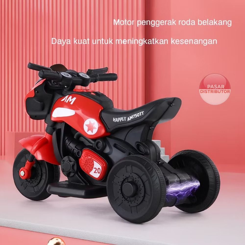 Mainan Motor Listrik Anak KT-5189 R.R BRAVE ARE Mainan Motor 3 Roda Aki Musik LED Mainan Anak Edukas