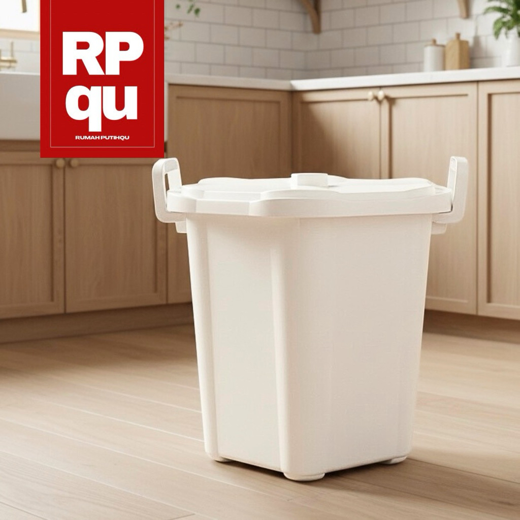 Ember Kamar Mandi 30L Warna Putih / Abu Estetik | Ember Plastik Tahan Lama dengan Desain Minimalis d