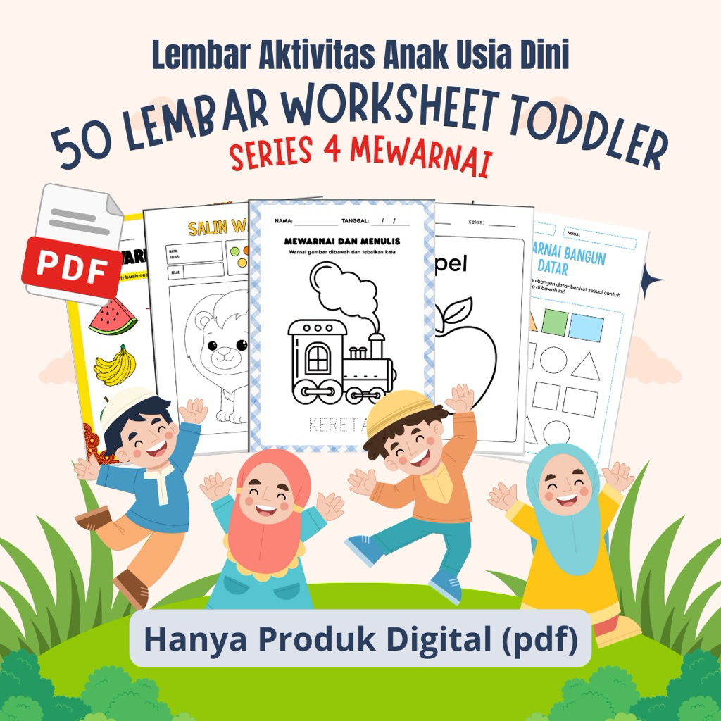 Worksheet Mewarnai untuk anak usia 2-3 tahun | Printable - melatih motorik halus dan mengenal warna