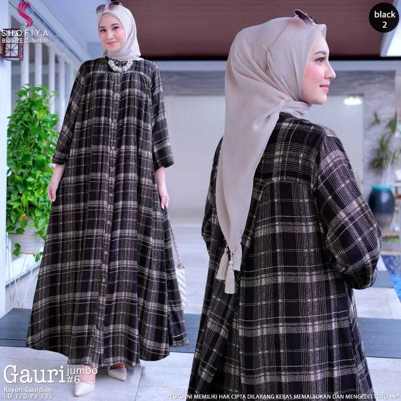 Gamis Gauri Dress Rayon Motif Kotak Kotak Terbaru // Gamis Kotak Bahan Rayon Premium
