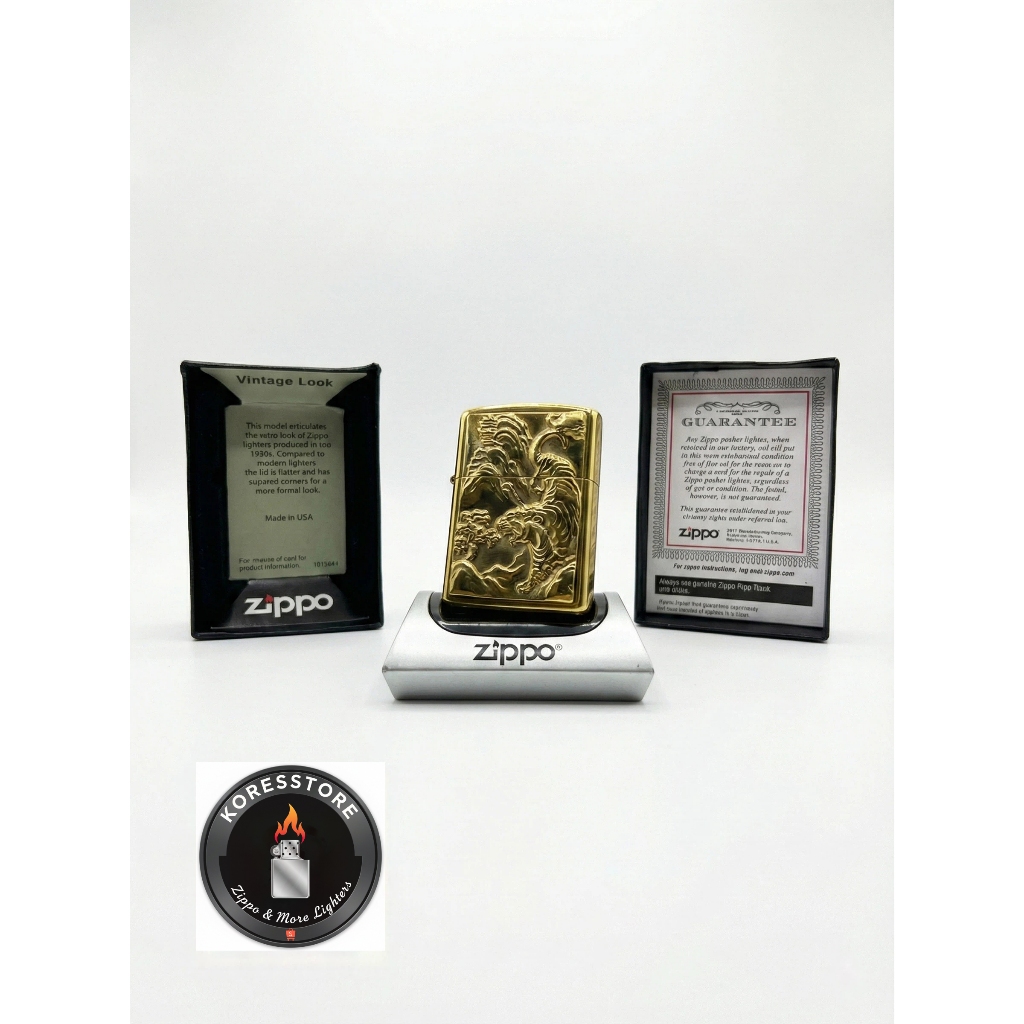 Zippo Tiger Emblem Gold 51127 Original Seal Orang Made In USA