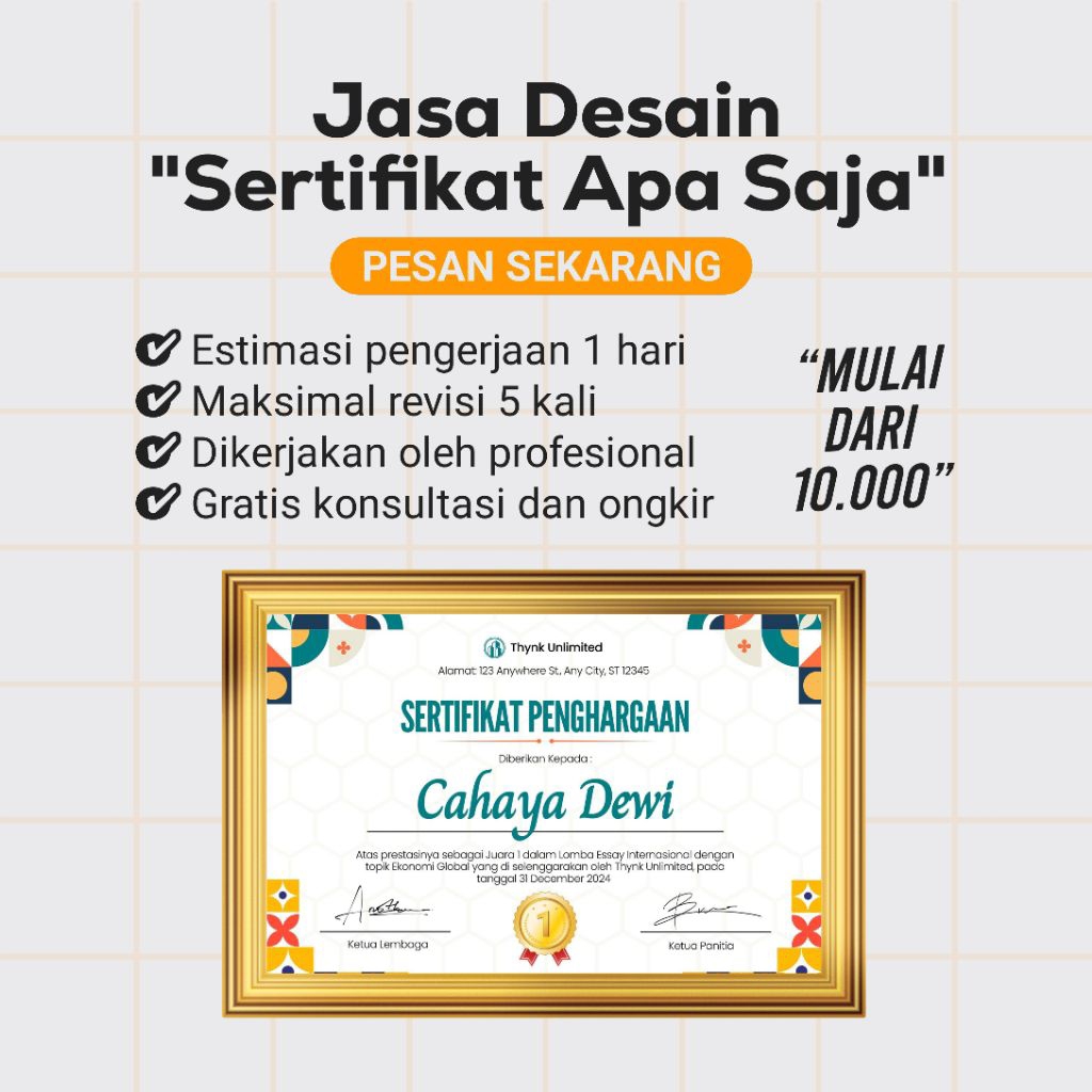Jasa Desain Sertifikat Apa Saja Semua Jenis Sertifikat - Harga Terjangkau dan Proses Cepat