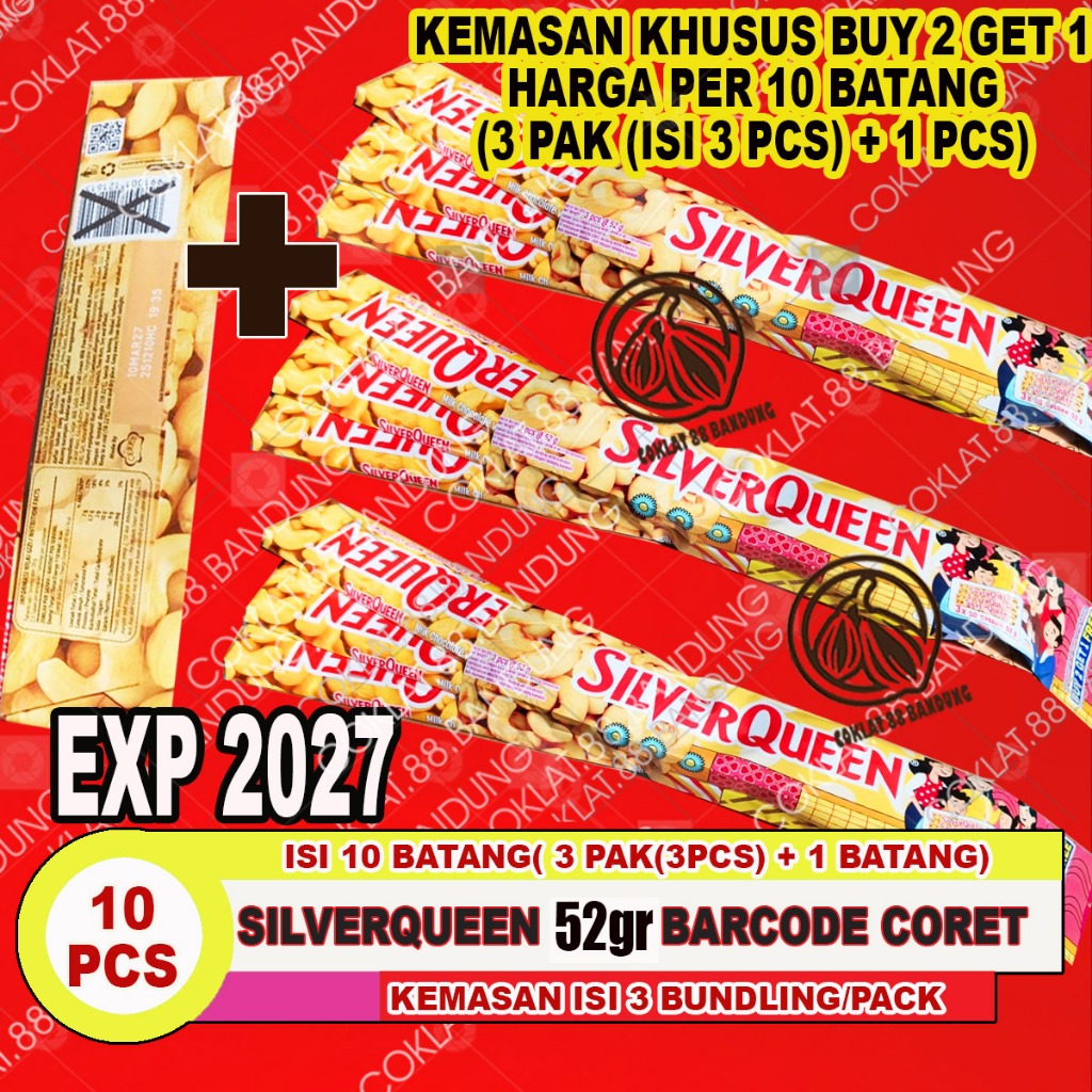 SilverQueen 52gr 55gr 1 Box 10pcs – Coklat Mix Rasa Almond Mede – Kemasan Khusus