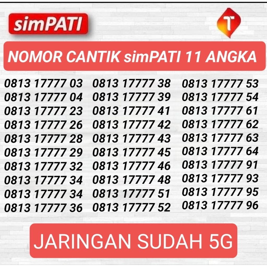 NOMOR CANTIK TELKOMSEL - NOMOR CANTIK SIMPATI 11 DIGIT - NOMOR CANTIK TELKOMSEL 11 DIGIT - 7777