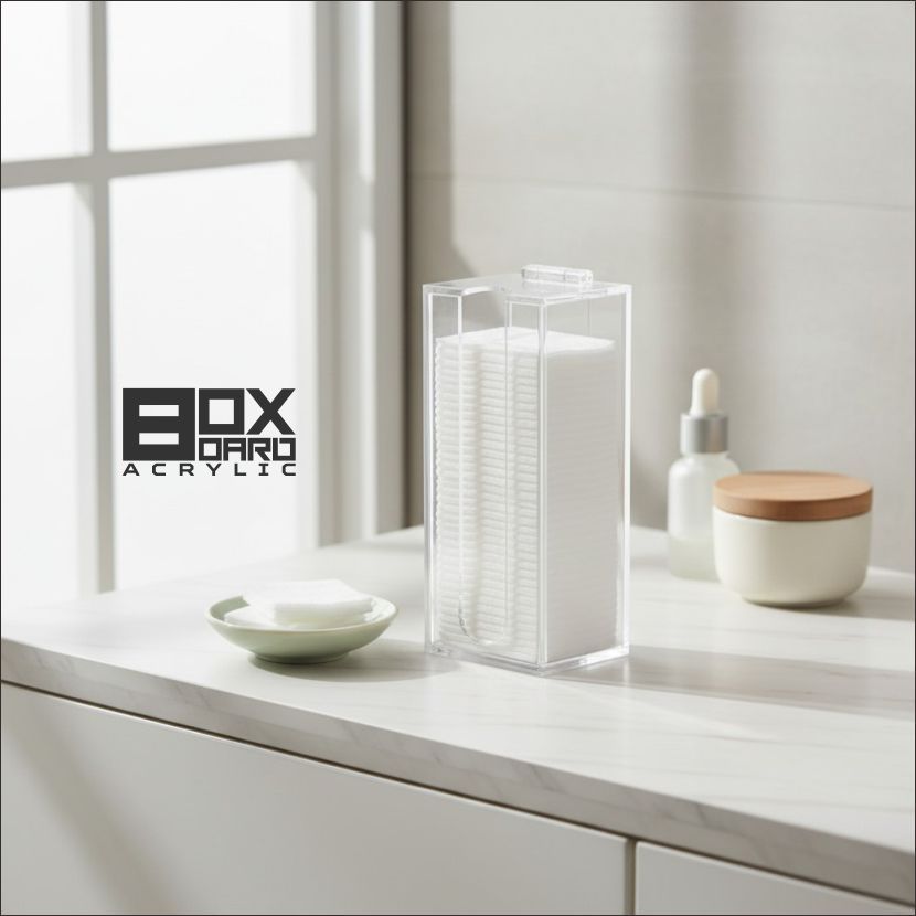 Tempat Kotak Kapas Wajah Dispenser Akrilik Wadah Estetik Transparan Organizer Rias Mewah Berkualitas