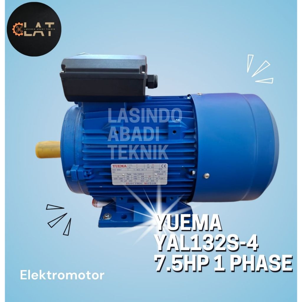 Dinamo Penggerak Yuema 7,5HP 1PHASE 1400 Elektromotor 7,5 HP 1 PH 4POLE 4 P