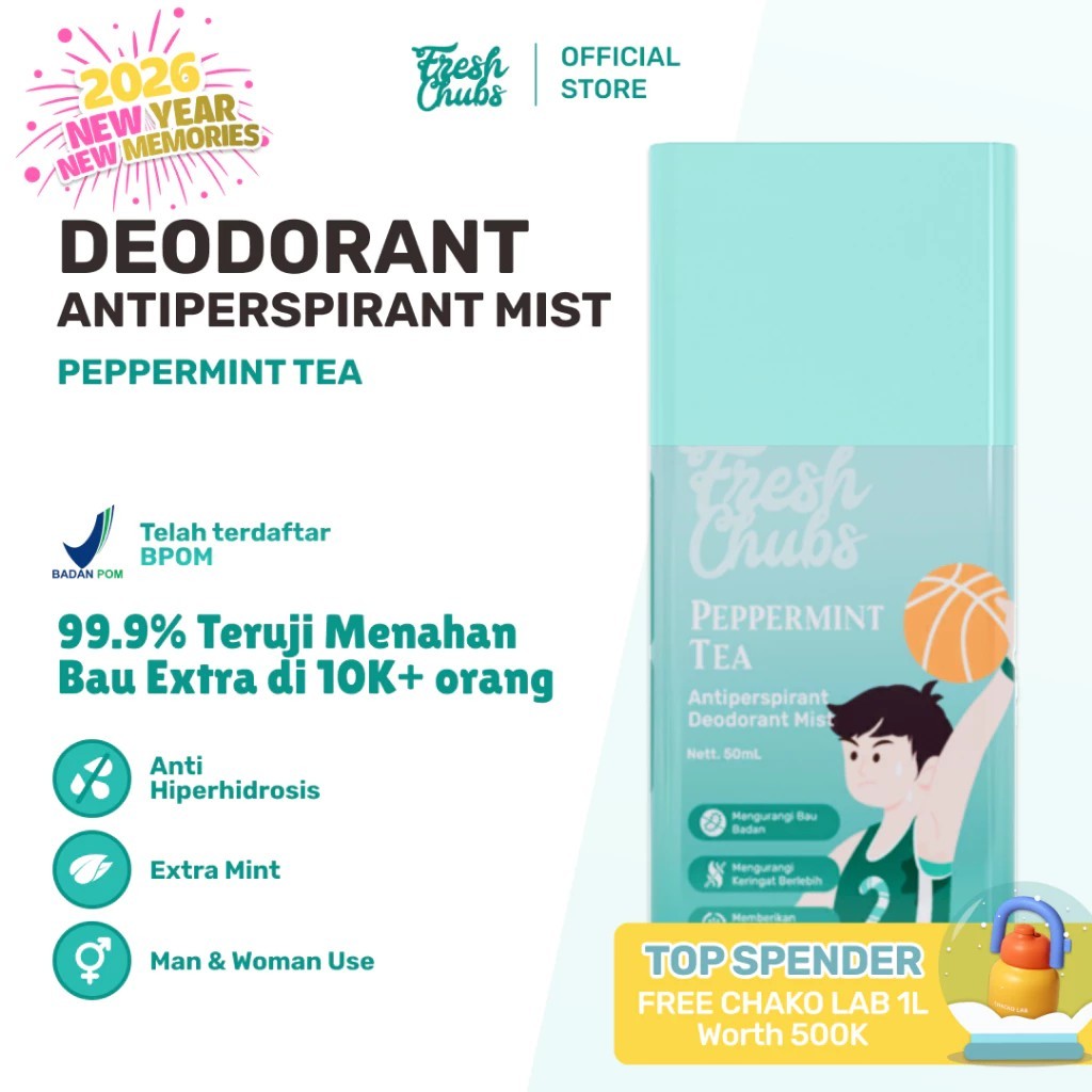 FRESHCHUBS DEODORANT ANTIPERSPIRANT | PEPPERMINT TEA Ampuh Nahan Keringat & Bau Badan | Men