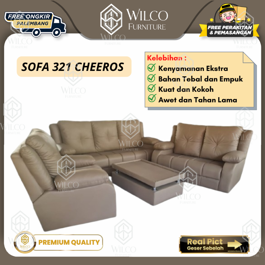 Sofa Tamu 321 Cheeros Jumbo | Sofa Kantor Dudukan 321 | Sofa Kursi Tamu Mewah Jumbo