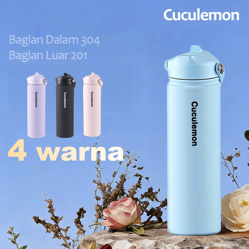 2026 CUCULEMON Termos Stainless Steel Straw Bottle Botol Minum Aesthetic 750ml Air Minum Anti Tumpah