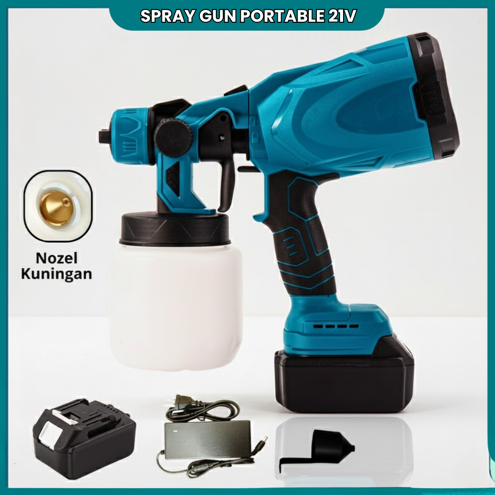 Alat Semprot Cat Elektrik 800W 21V Cordless Spray Gun Portable Paint Spray Akurat